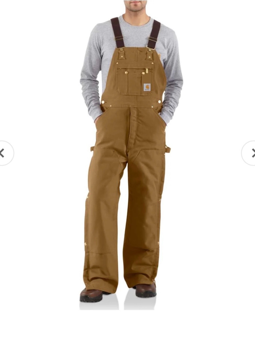 Carhartt R41 Loose Fit Firm Duck Brown Insulated Bib Overalls.
